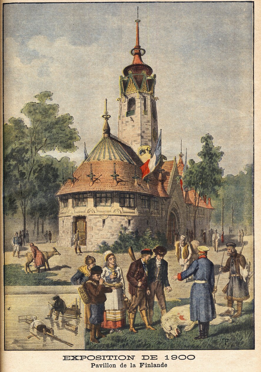 The Pavilion of Finland at the Exposition Universelle of 1900 in Paris. Illustration for Le petit Journal, 21 October 1900 by French School