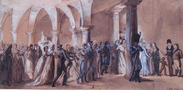 The Peristyle at the Theatre Francais, c.1822 by French School