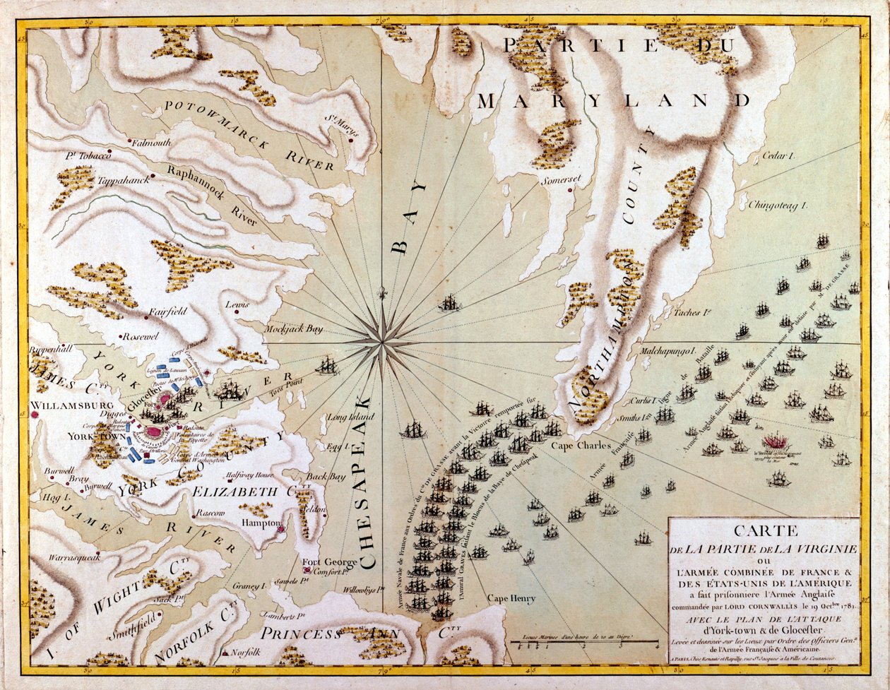 The Plan of Attack at Yorktown and Gloucester by French School