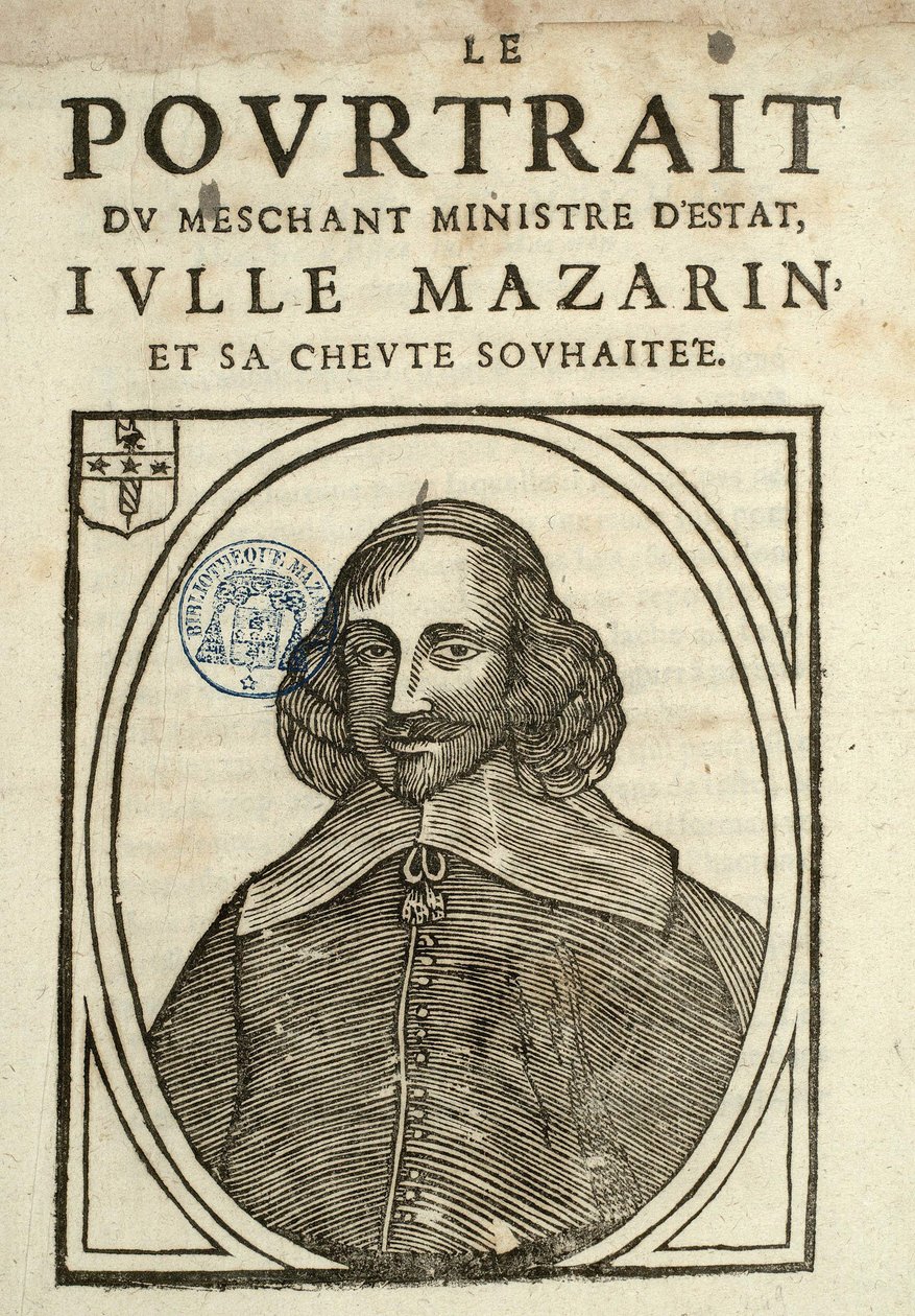 The Portrait of the wicked Minister of State, Iulle Mazarin and his desired devil, Political Pamphlet under the Sling by French School