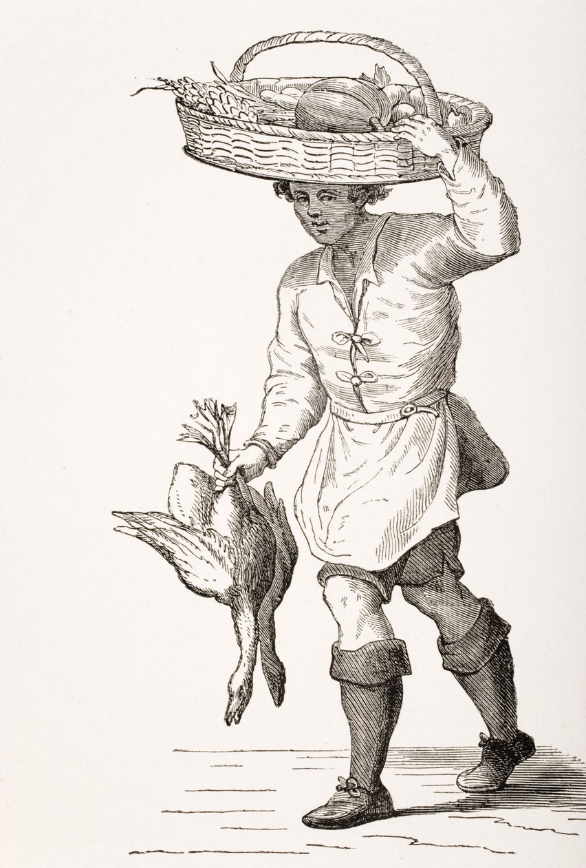 The Poultry Dealer, after a 16th century woodcut by Cesare Vecellio from 