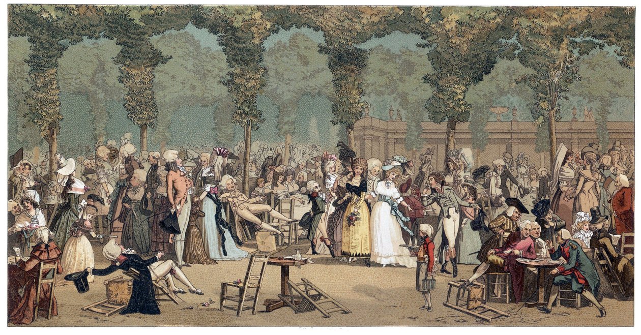 The Public Promenade at the Palais Royal in Paris by Philibert-Louis Debucourt (1755-1832) by French School