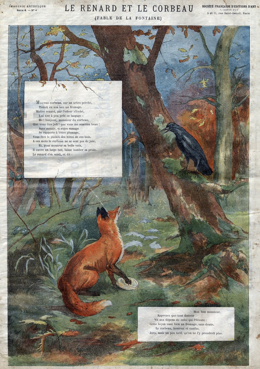 The Raven and the Fox. Fables by Jean de La Fontaine by French School