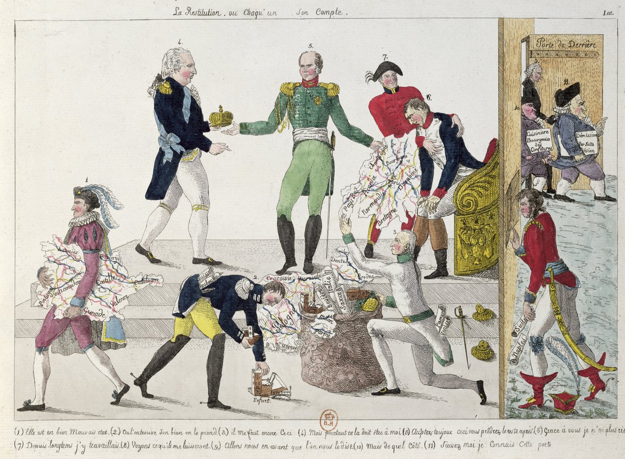 The Restoration or French Empire being divided up after Waterloo, 1815 by French School