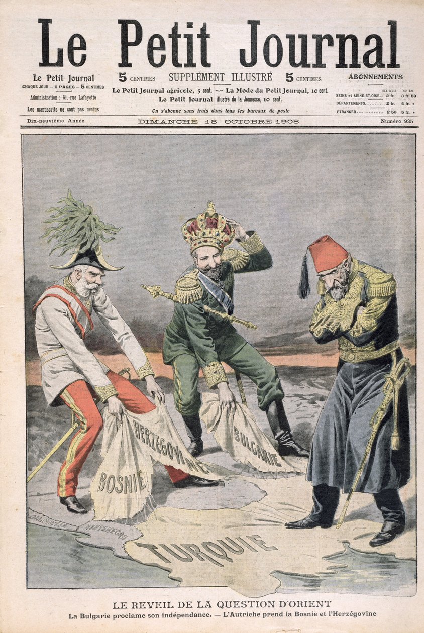The Resurgence of the Matter of Oriental Countries and the Balkans, cover illustration from Le Petit Journal, 18 October 1908 by French School