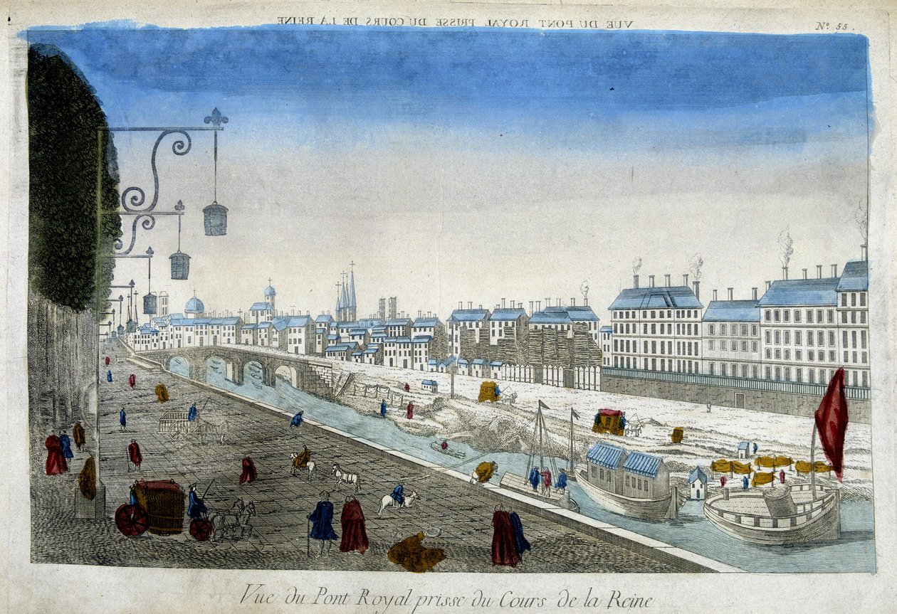 The Royal Bridge taken from the Cours de la Reine - engraving by French School