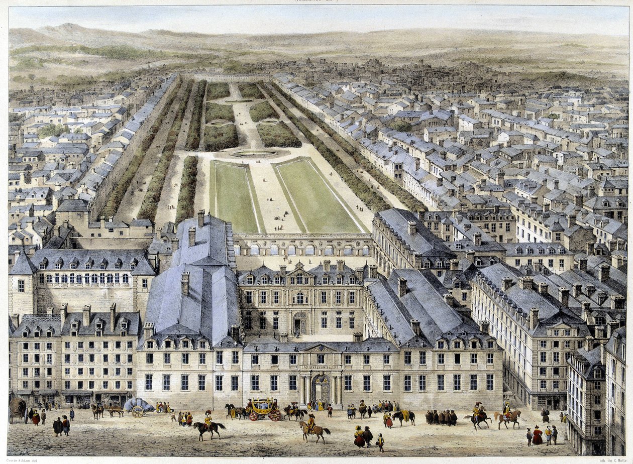 The Royal Palace in 1679, seen from St Honoré Street - lithography by French School