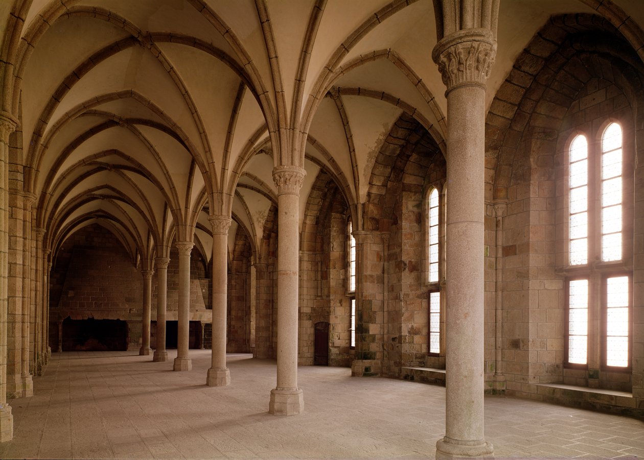 The Salle des Hotes, interior view of the Abbey by French School