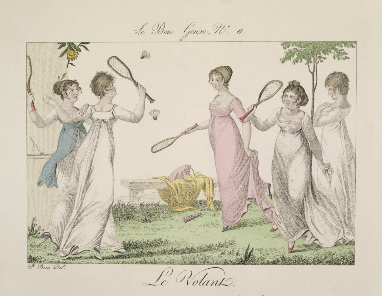 The Shuttlecock, plate 11 from Le Bon Genre, 1802 by French School