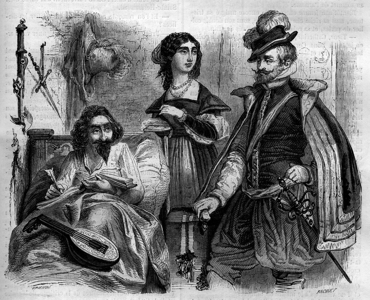 The Spanish writer Miguel de Cervantes Saavedra at home in 1614 by French School
