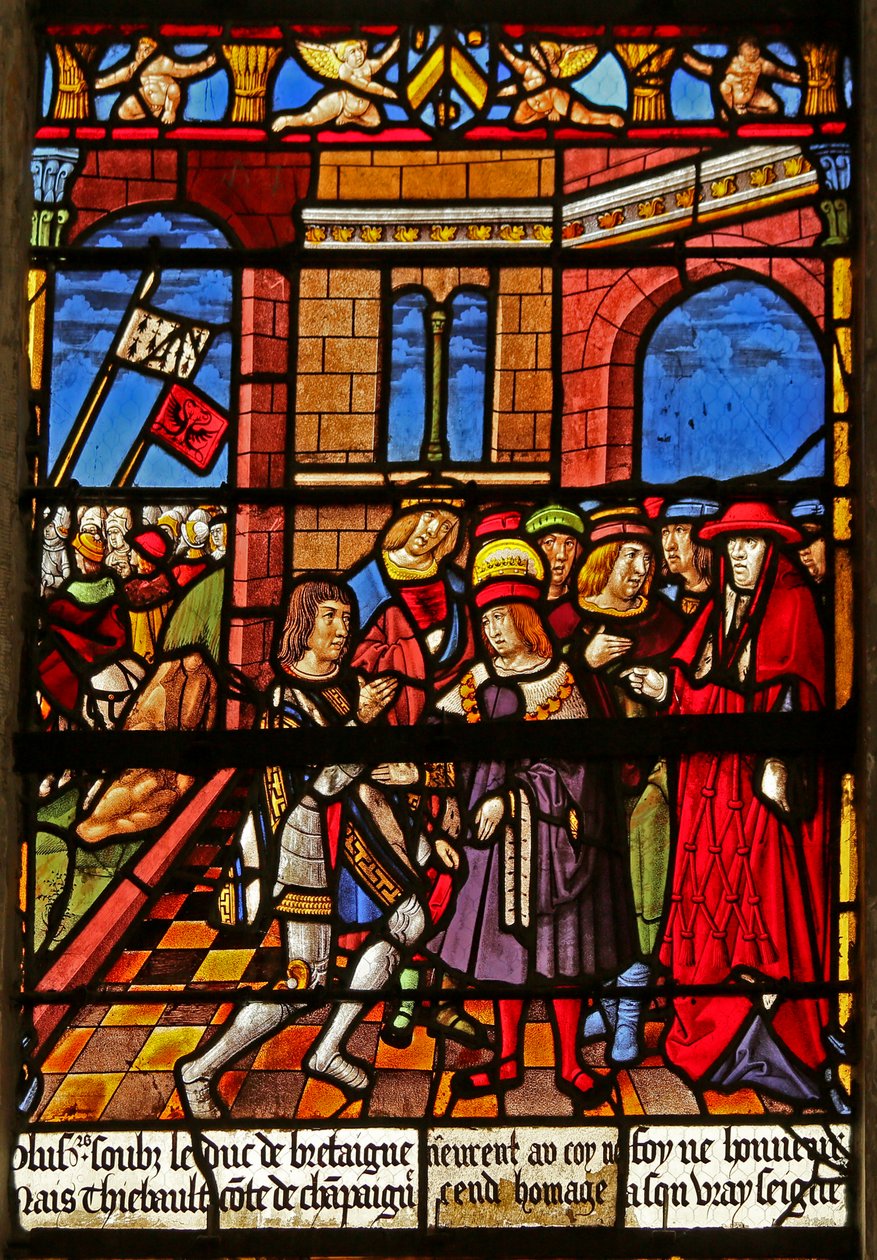 The St Louis Window: Homage of Count Thibault IV to St Louis by French School