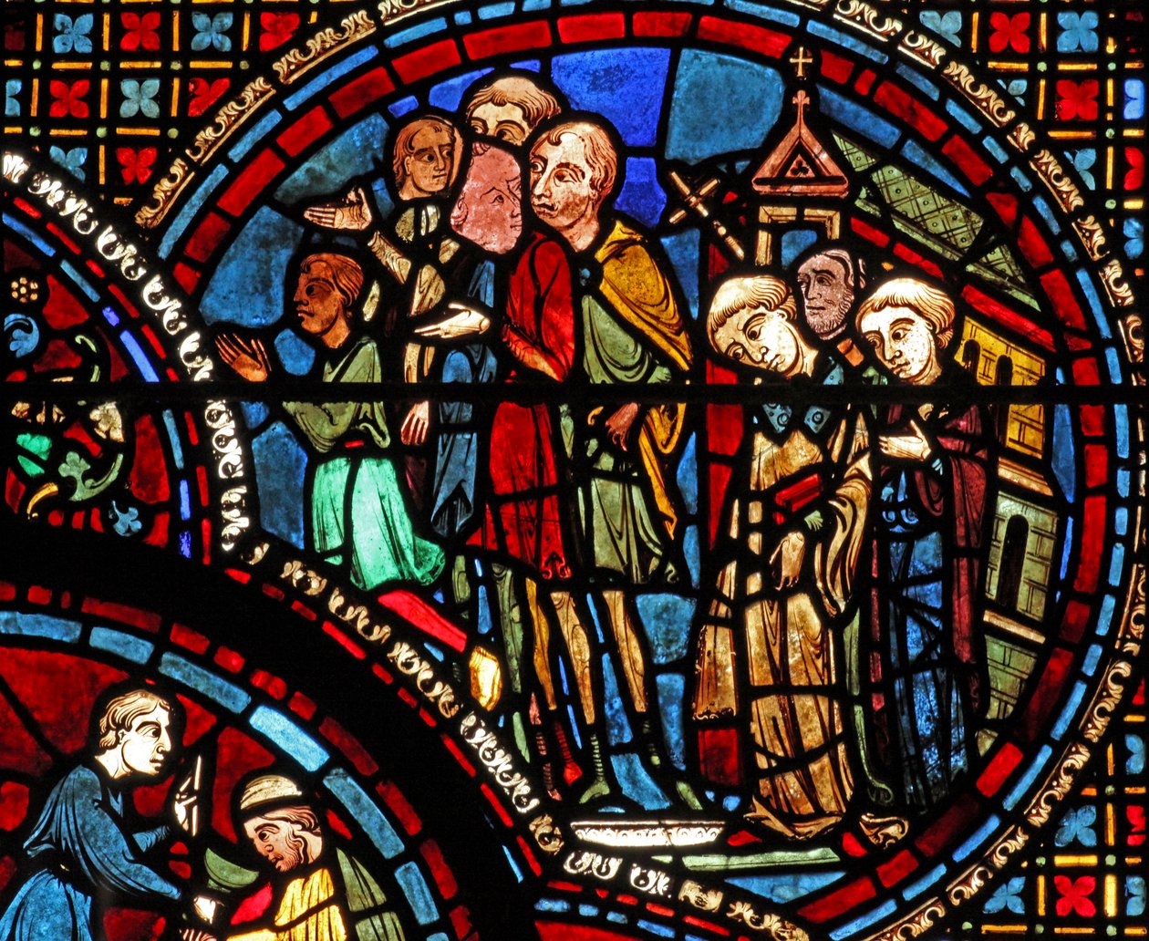 The St Lubin Window: A Procession Leaves a Church by French School