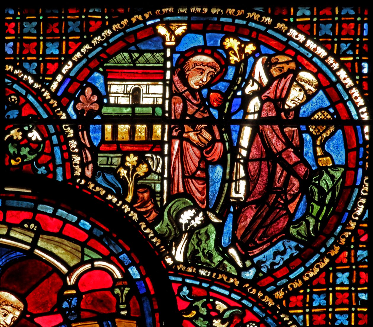 The St Lubin Window: He Sets Out from the Church with Two Monks by French School