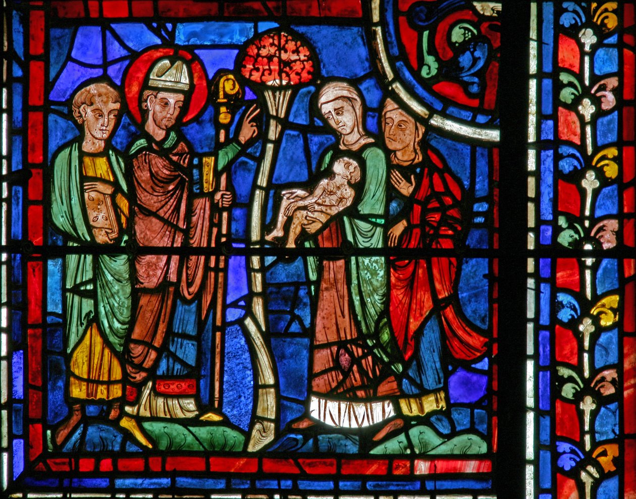 The St Martin window: the saint revives a child by French School