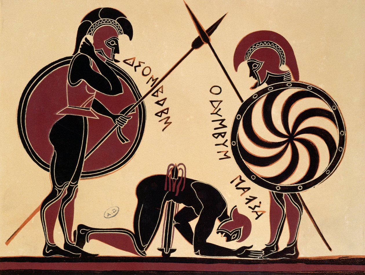 The Suicide of Ajax, Illustration from an Antique Greek Vase by French School