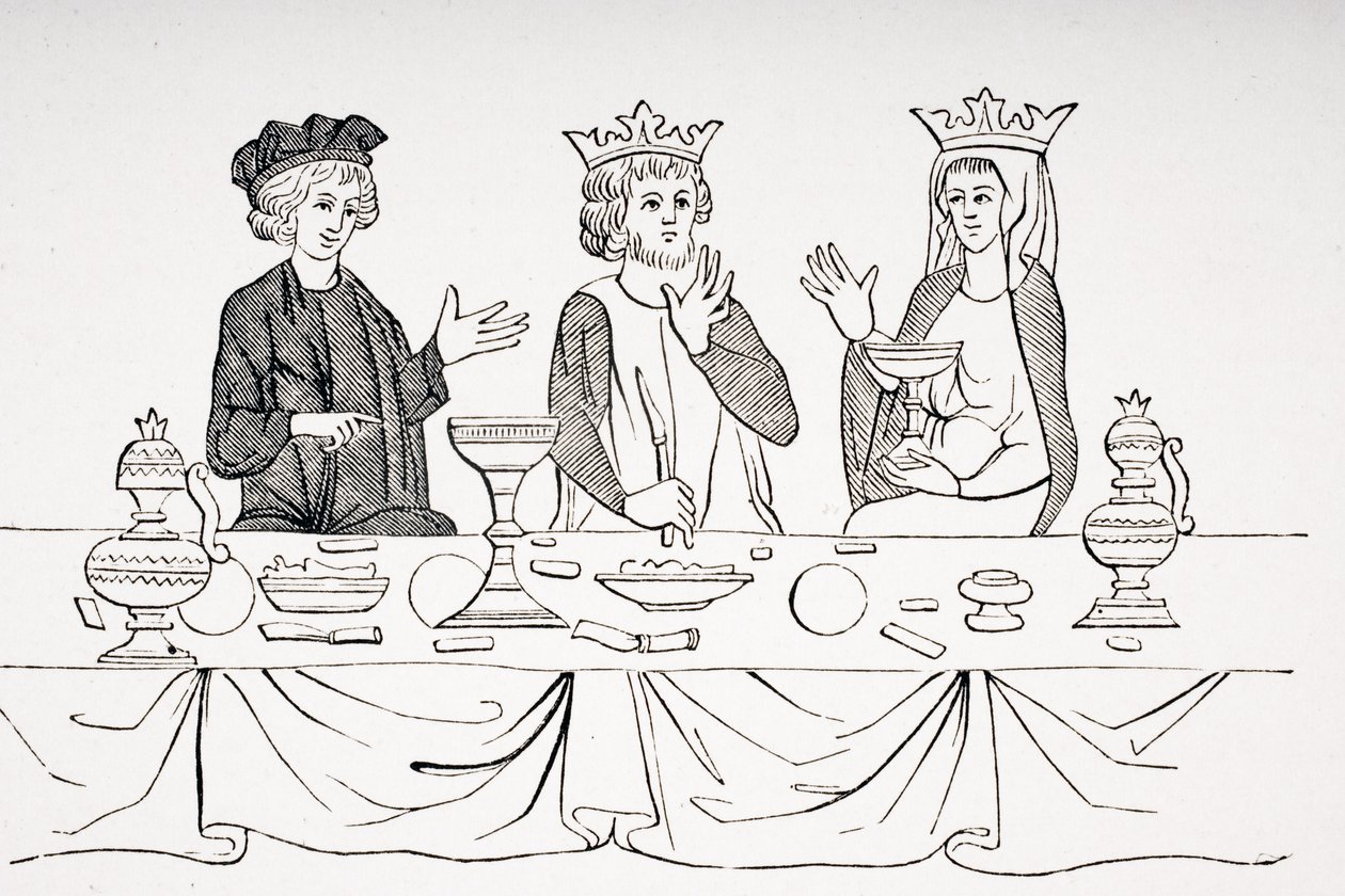 The Table of a Baron in the 13th Century, after a miniature from ...