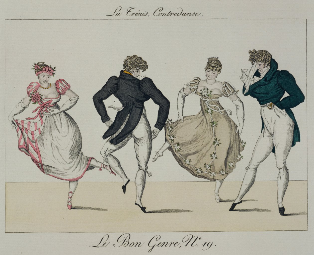 The Trenis Quadrille, plate 19 from Le Bon Genre, 1805 by French School