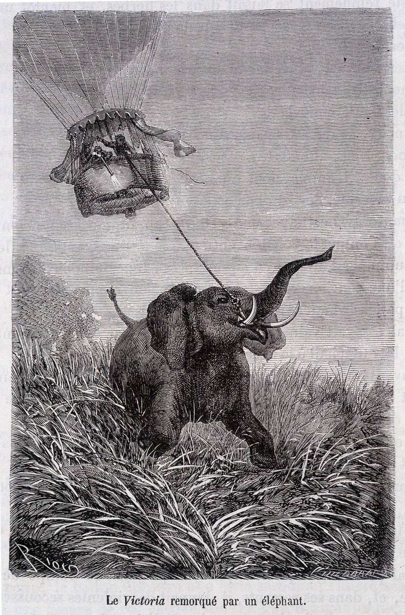 The Victoria towed by an elephant - in 
