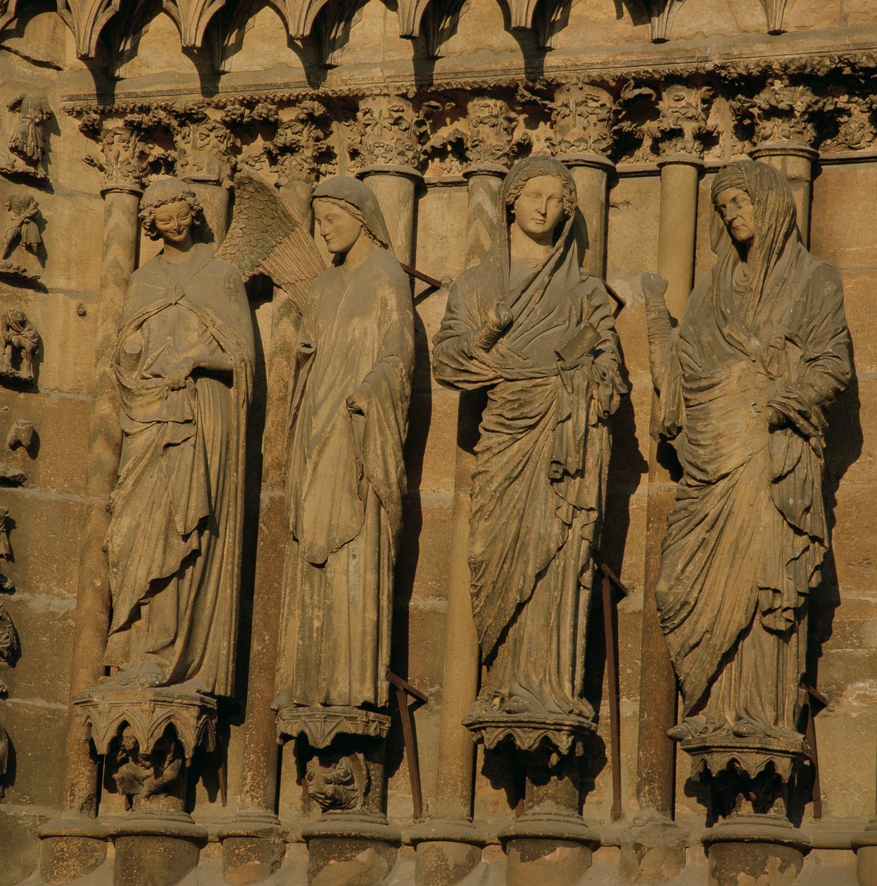 The Visitation, four jamb figures from the West Facade of the Cathedral, c.1230-40 by French School