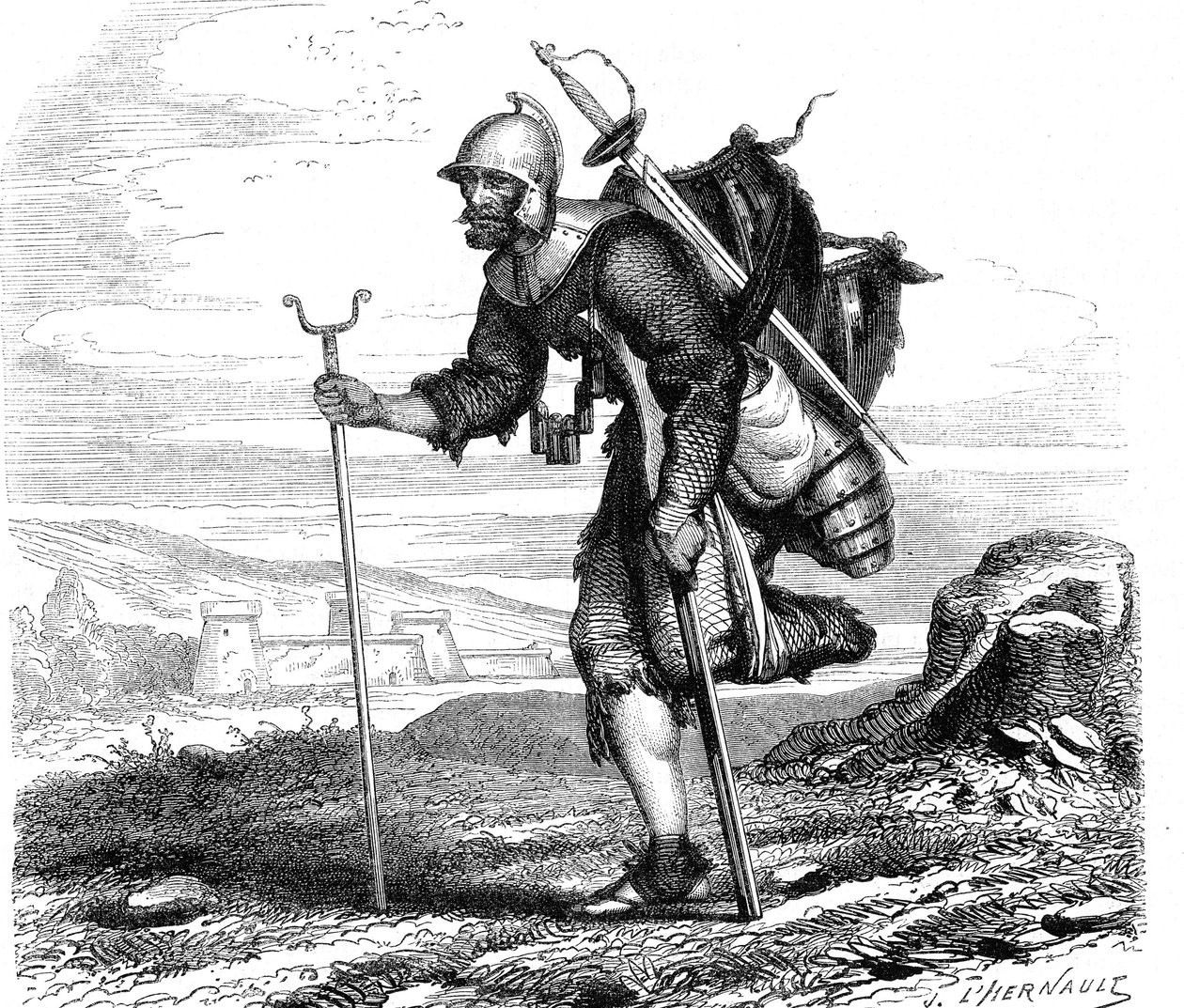 The War (Symbol) Lansquenet - Print by J.M. Metelli 1867 by French School
