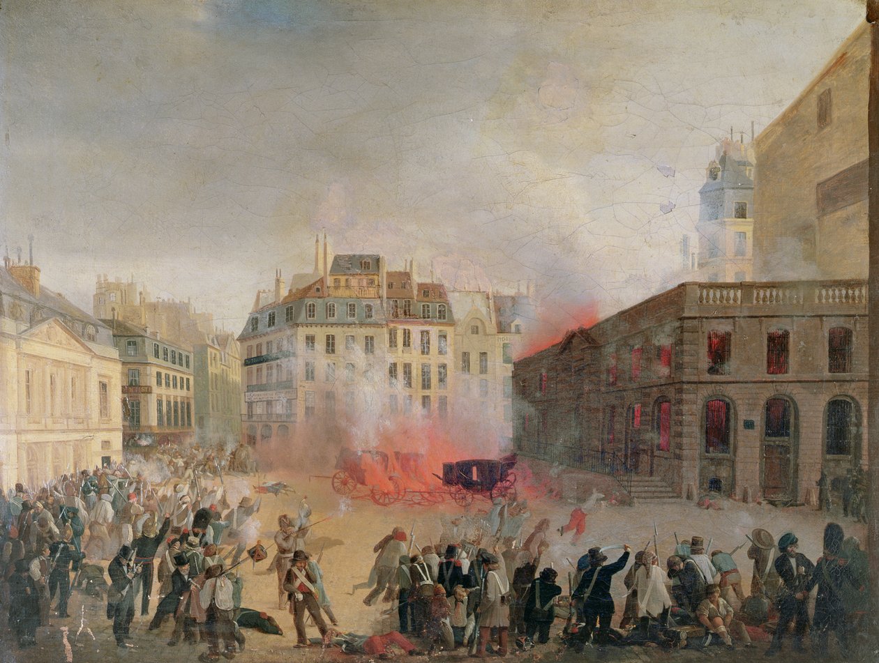The Water Tower on Fire, Place du Palais Royal, 24 February 1848 by French School