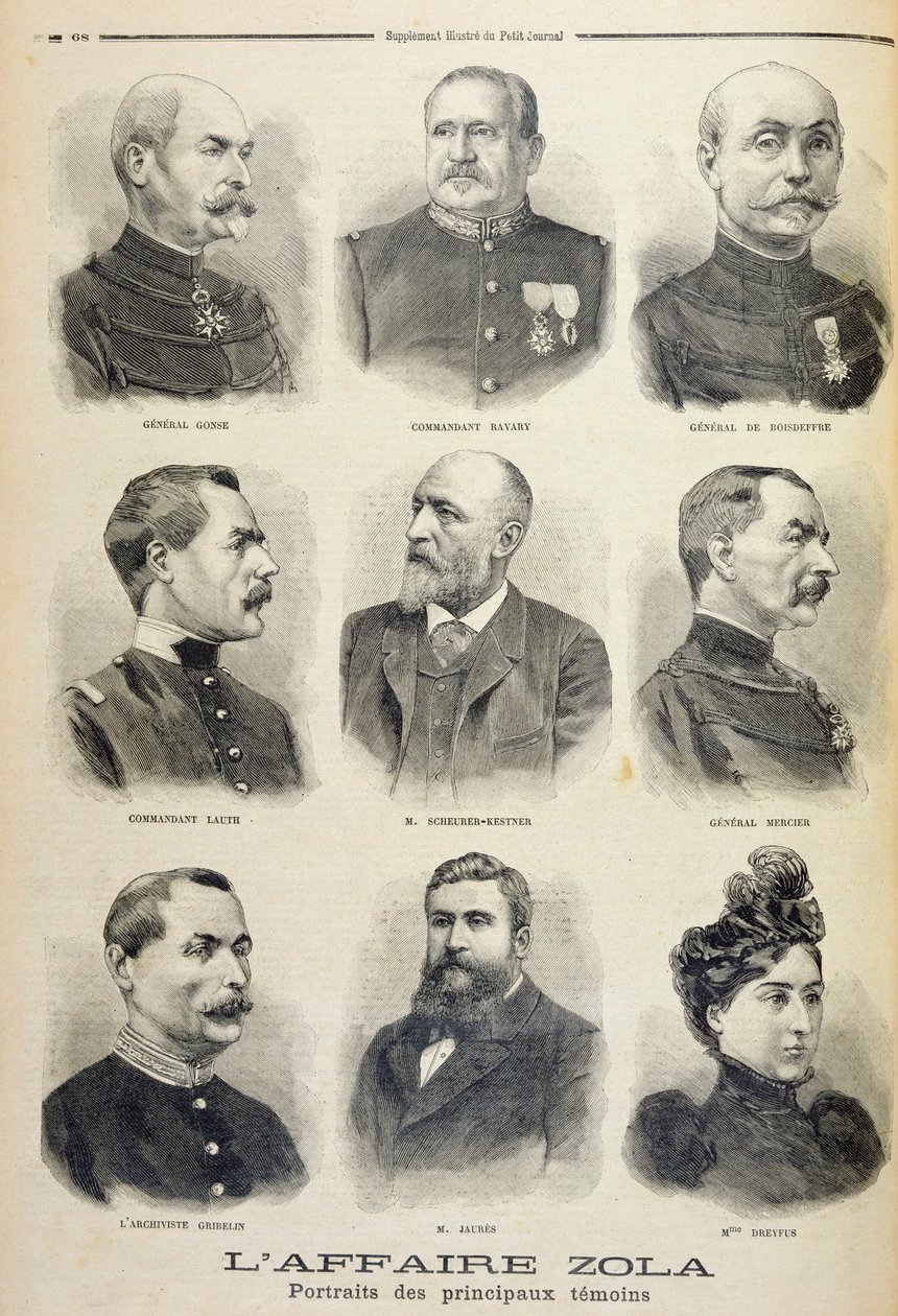 The Zola Affair: Portraits of the Main Witnesses, Illustration from the Illustrated Supplement of Le Petit Journal, 27th February, 1898 by French School