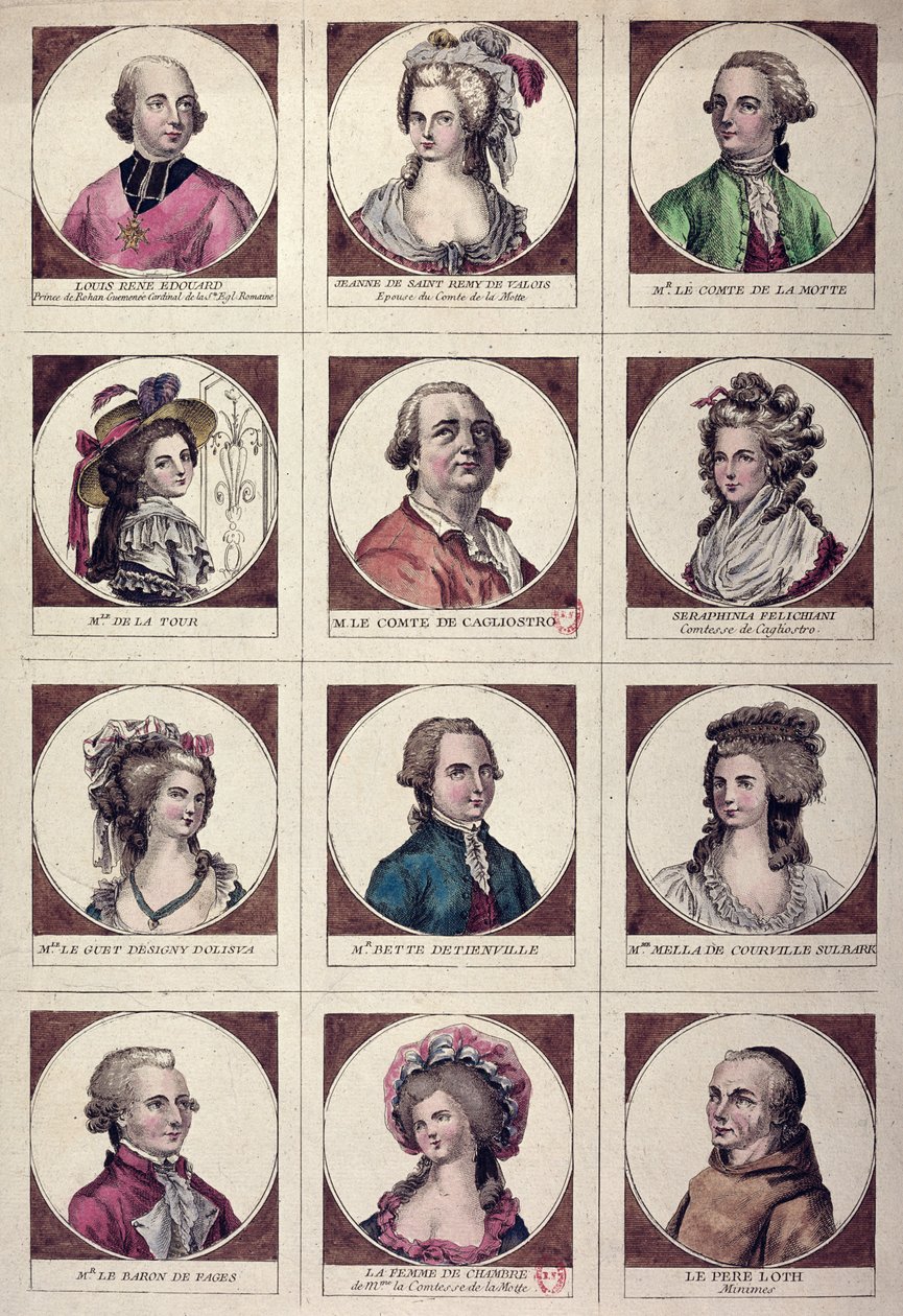 The Chief Characters Involved in the Affair of the Collier de la Reine by French School