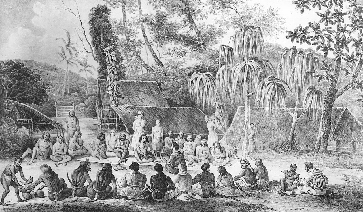 The chiefs of Tikopia received the officers of the Astrolabe, from 