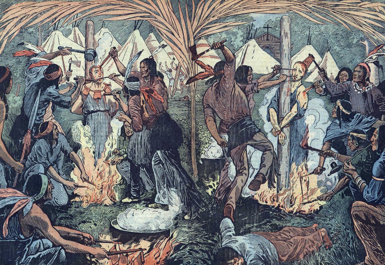The Cruel Martyrdom of Jesuit Missionaries in Canada by French School
