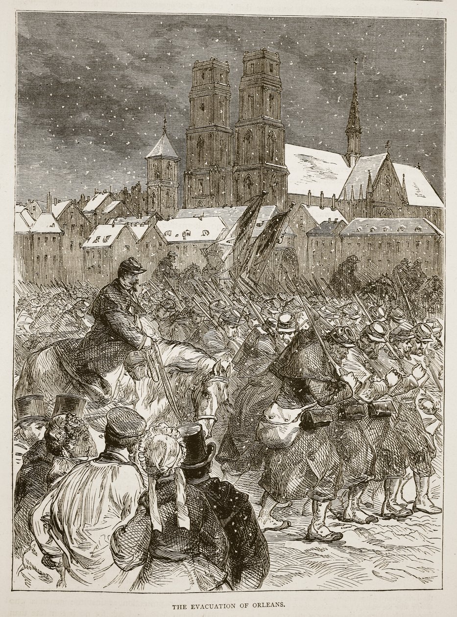 The evacuation of Orleans, December 1870, illustration from Cassells History of the War between France and Germany, 1870-1871 by French School
