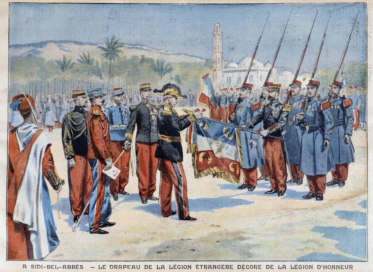 The flag of the Foreign Legion decorated in Sidi-Bel-Abbes - in 