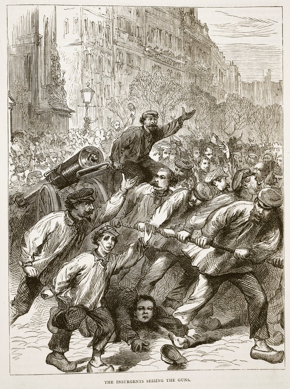The insurgents seizing the guns, March 1871, illustration from Cassells History of the War between France and Germany, 1870-1871 by French School