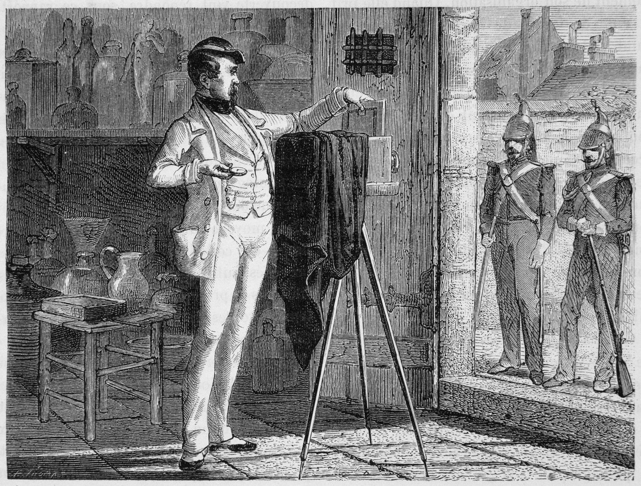The laboratory of Niepce de Saint-Victor, in the police room of the municipal guard barracks of the faubourg Saint-Martin, in 1848 - in 