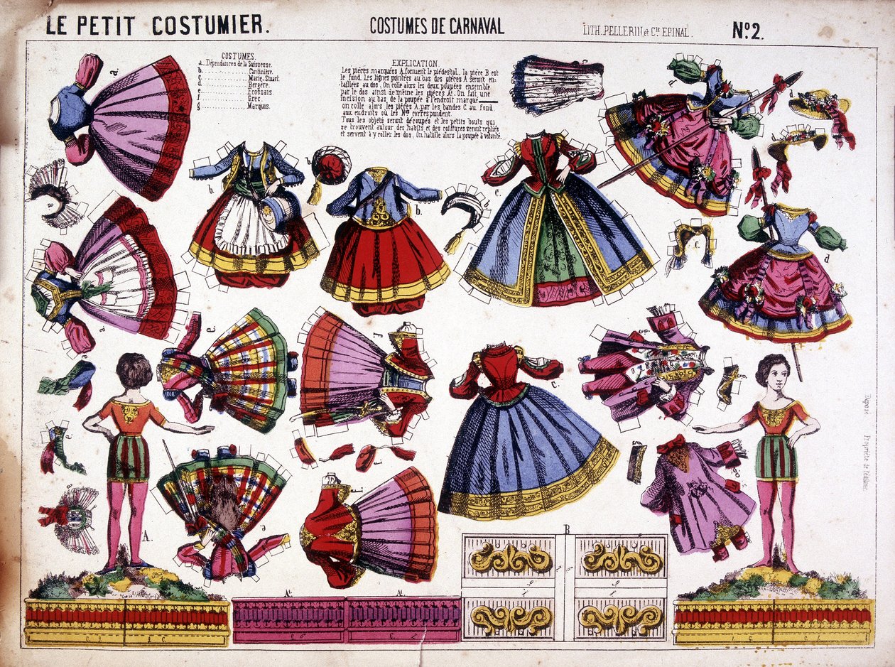The little costume maker - carnival costumes: decoupage. 19th century by French School