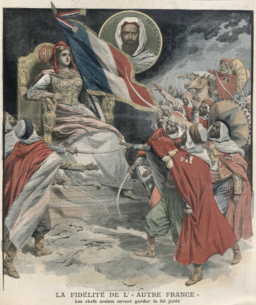 The loyalty of Algerian Arab chiefs to France, cover of Le Petit Journal, 15th December 1907 by French School