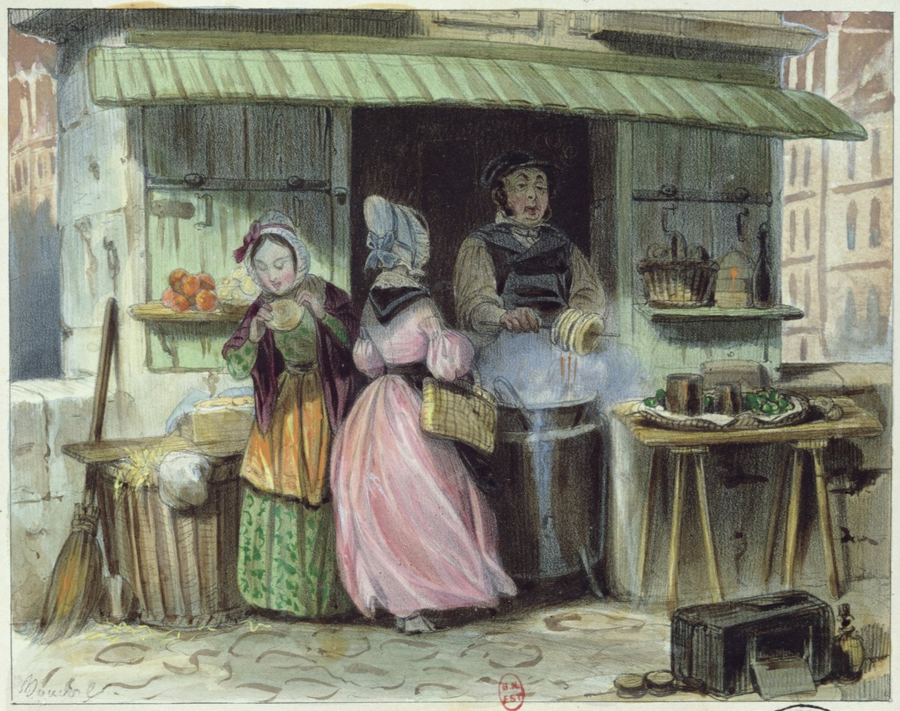 The merchant of oublies in Paris, 1st half 19th century by French School