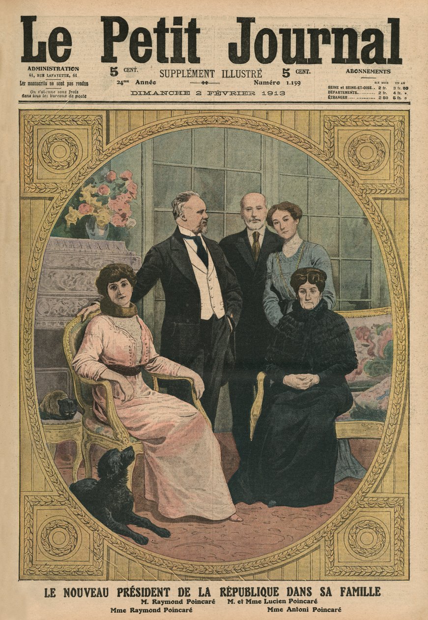 The New President of the French Republic, Raymond Poincare, with His Family, Front Cover Illustration from 