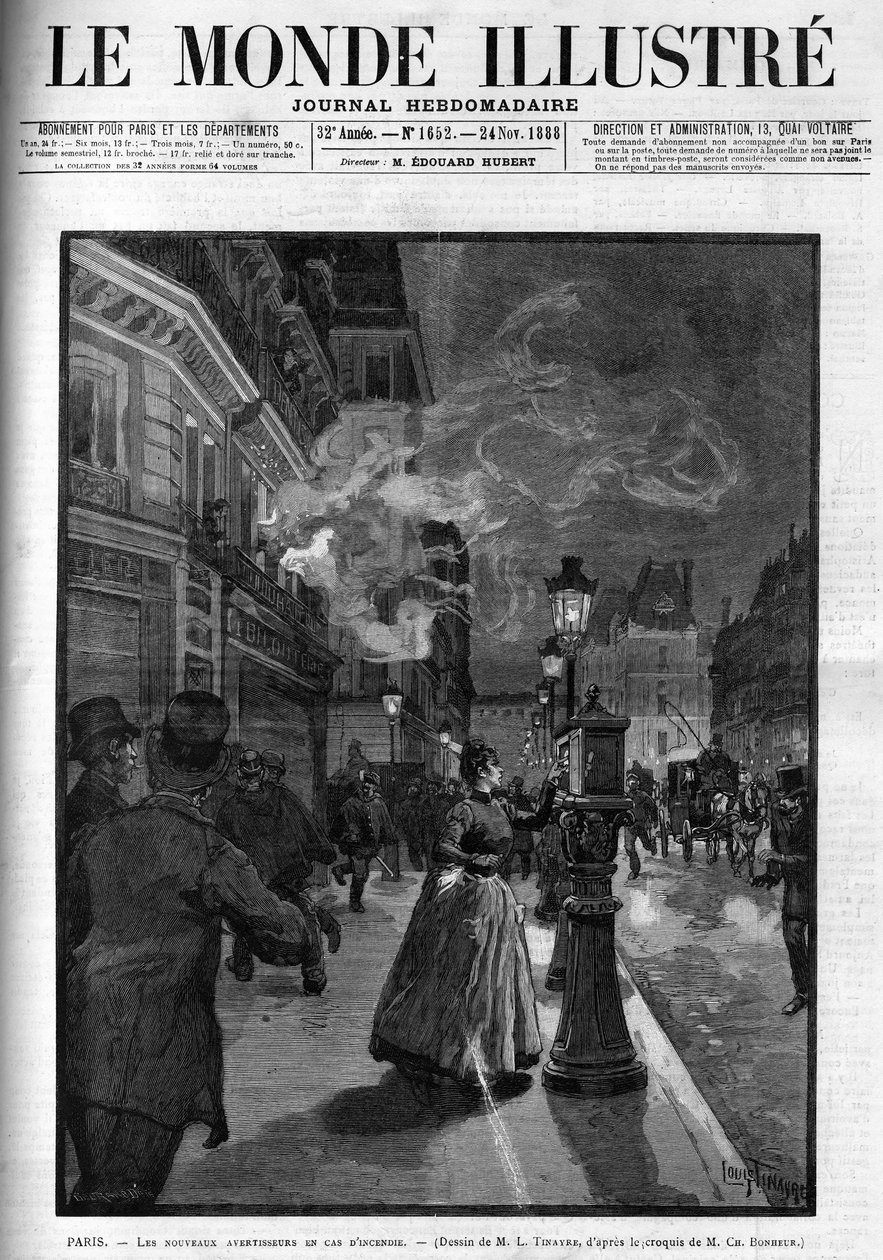 The new fire alarms in Paris in 1888. Cover of 