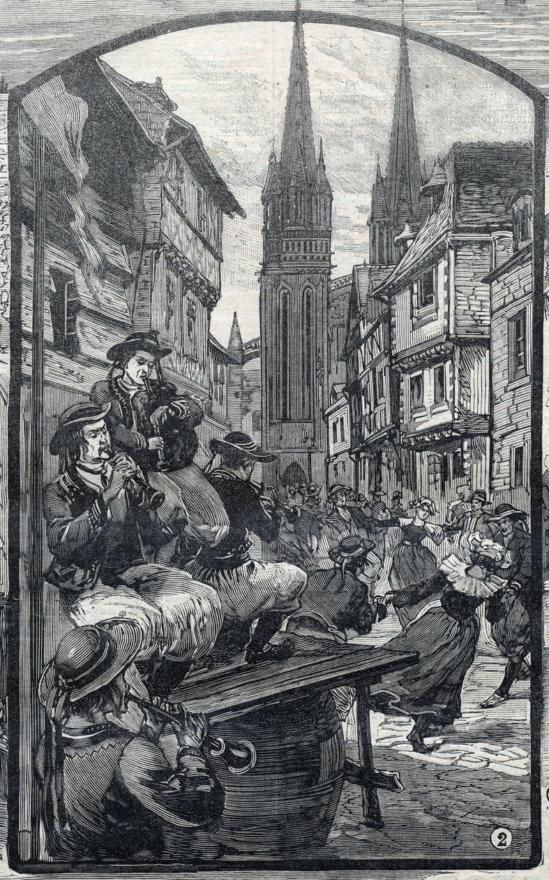 The players of biniou in Quimper (Finistere, Brittany) by French School