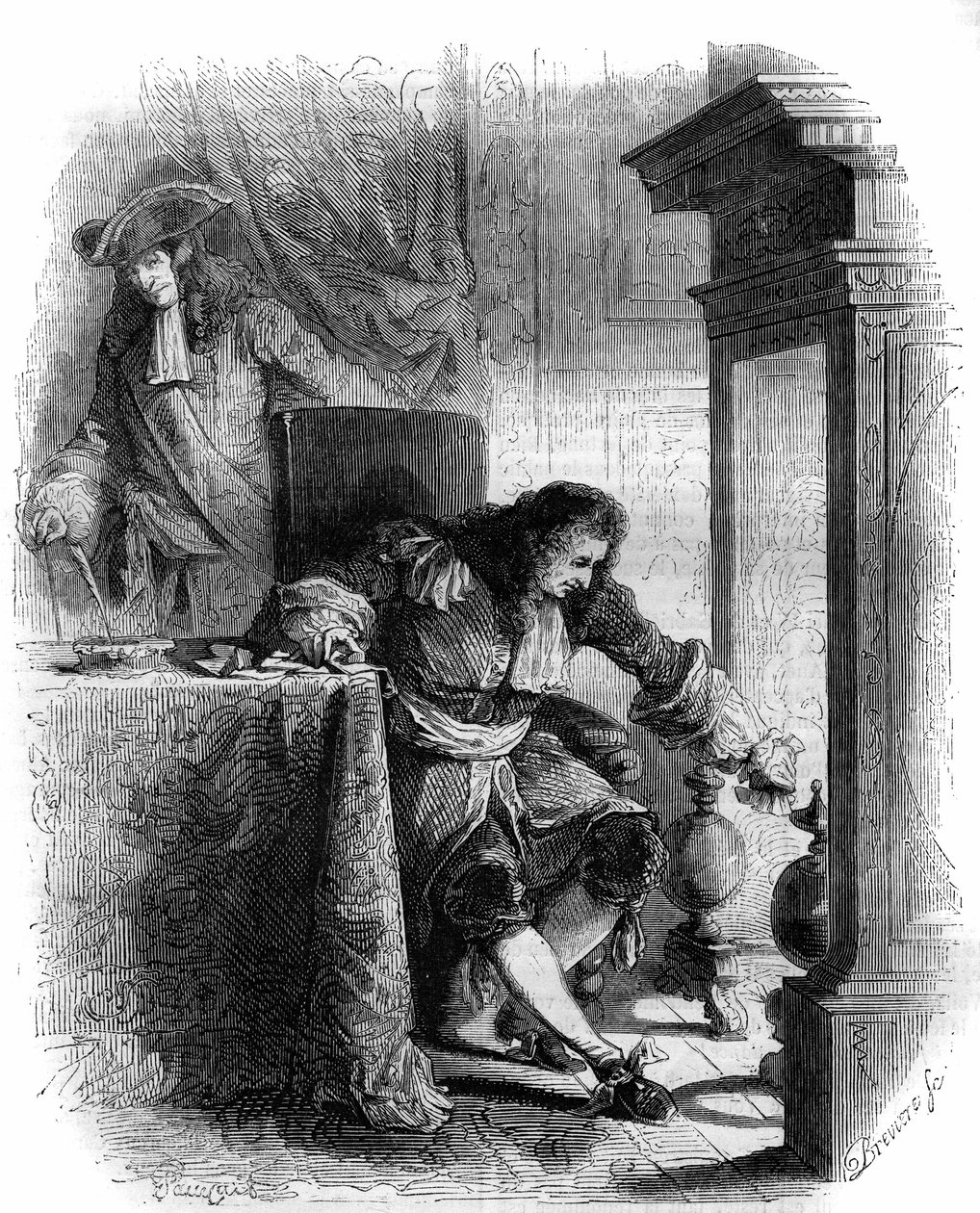 The playwright Jean Galbert de Cammistron (1656-1723) correspondence with Duke Louis Joseph de Vendome (1654-1712). Engraving from 1856. by French School