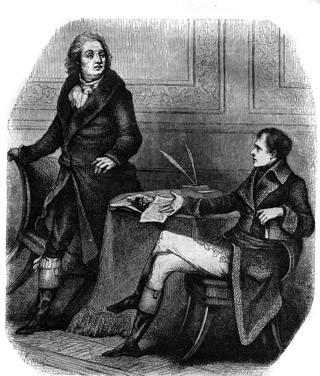 The poet and playwright Jean Francois (Jean-Francois) Ducis (1733-1816) with Bonaparte (Napoleon 1st) by French School