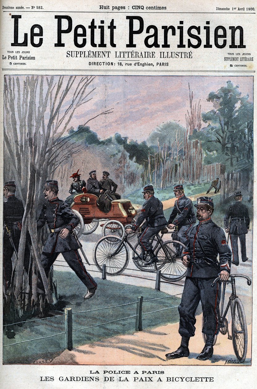 The police in Paris, the peacekeepers on bicycles. - in 