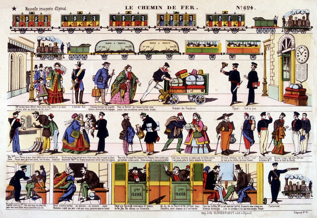 The railway, image of Epinal from the 19th century by French School