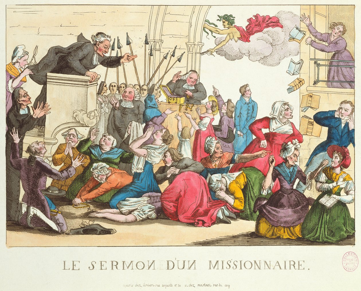 The sermon of a missionary by French School