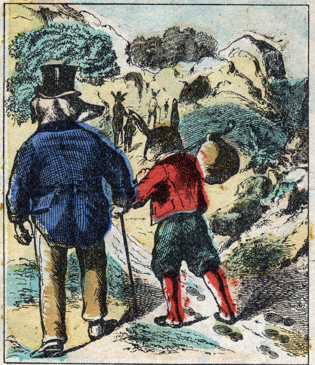 The Sick Lion and the Fox. Fables by Jean de La Fontaine (1621-95). Epinal Imaging from the End of the 19th Century by French School