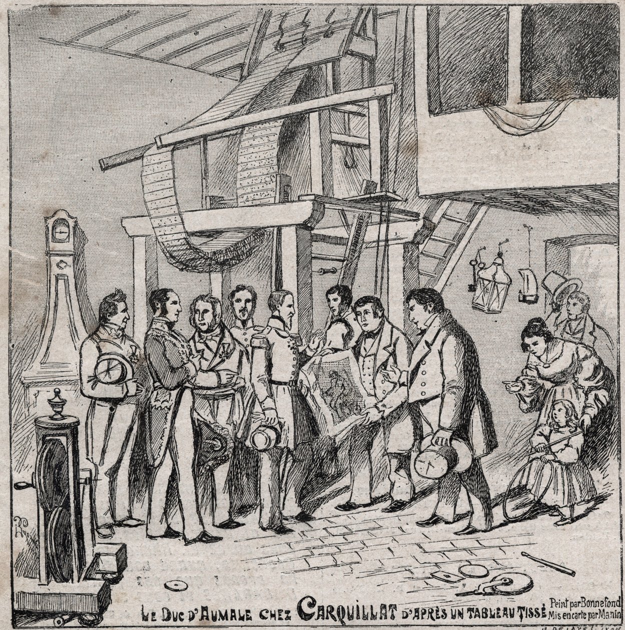 The silk industry under the Monarchy of July - the visit of the Duke of Aumale at the workshop of the weaver Carquillat in Lyon on August 24 by French School