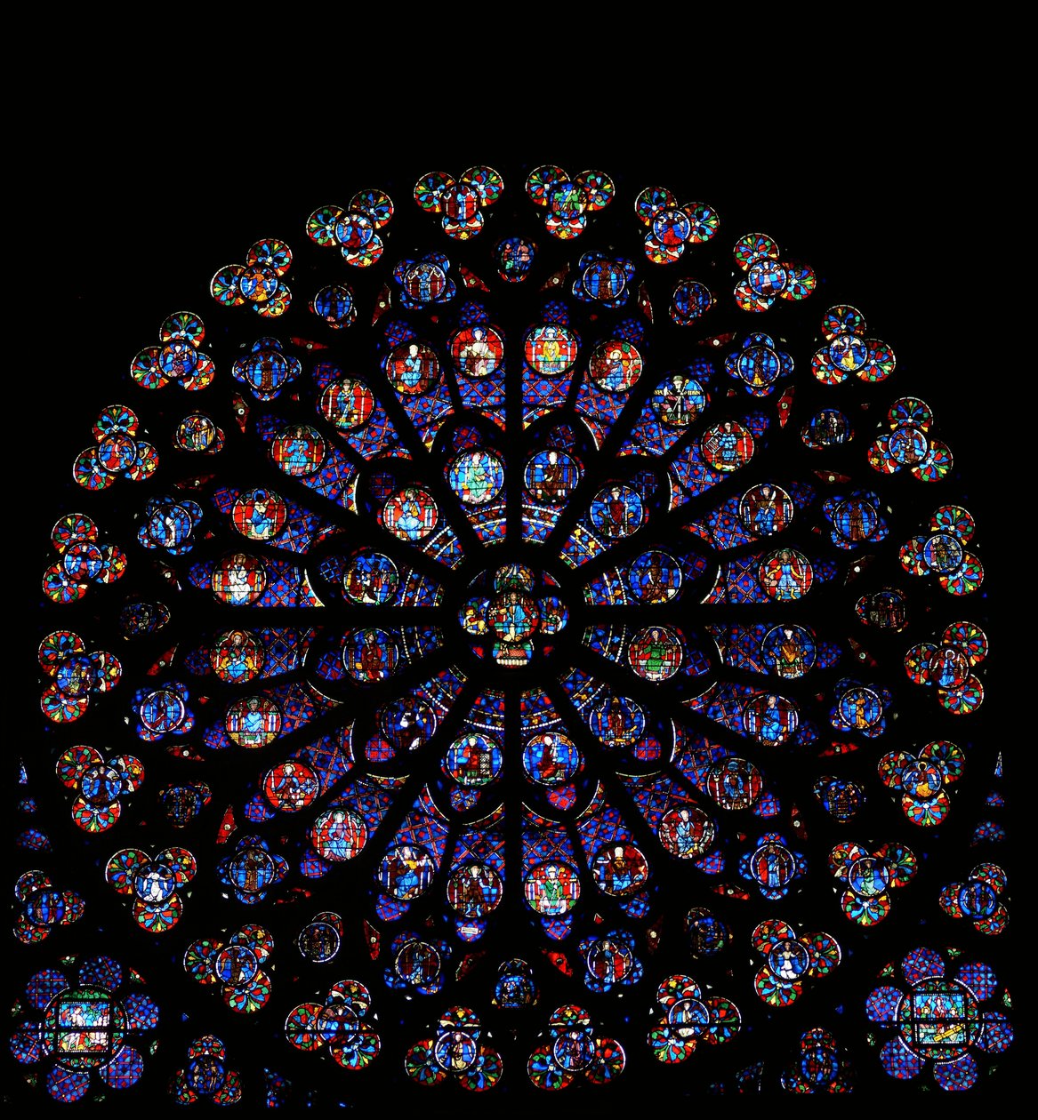 The south rose window: a mixture of angels, apostles, martyrs and miscellaneous scenes by French School
