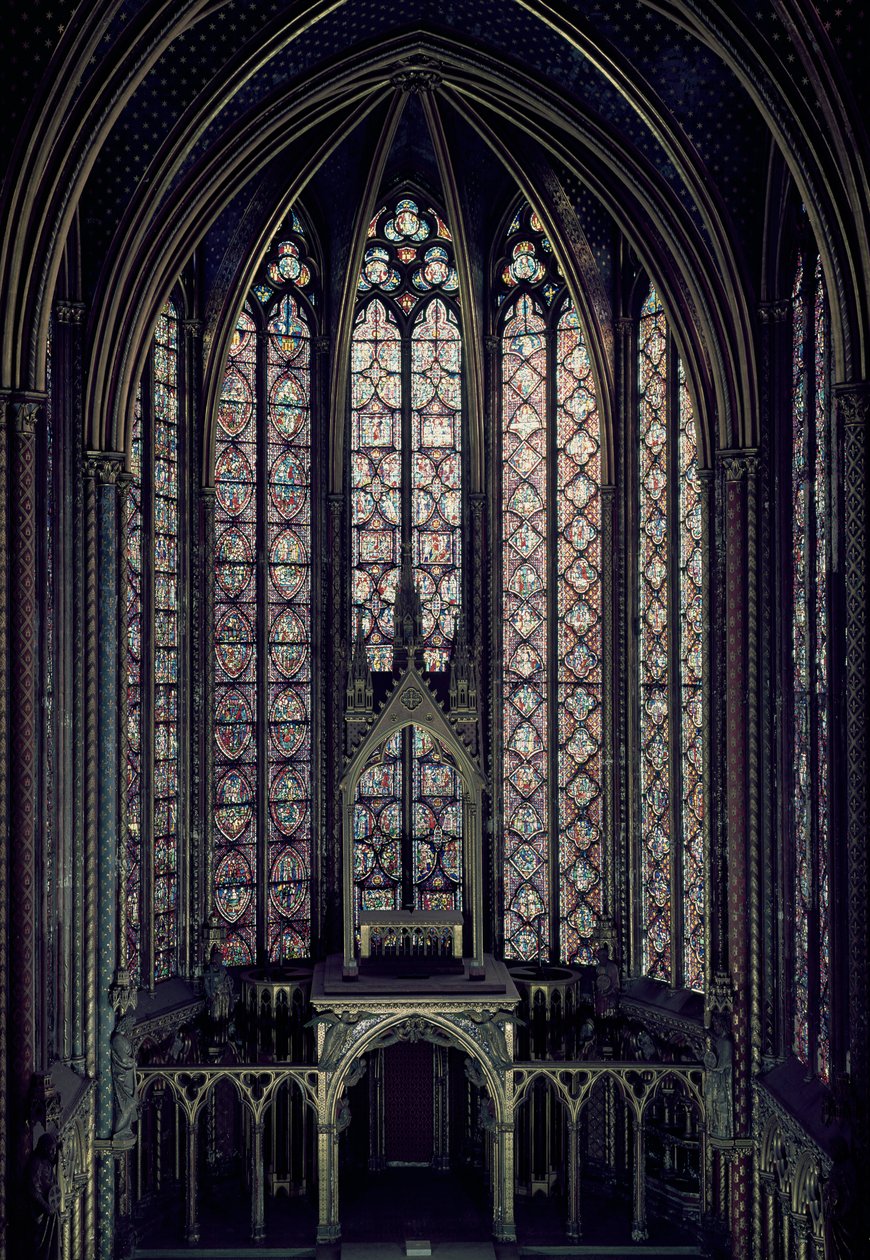 The stained glass window in the choir of the Upper Chapel by French School
