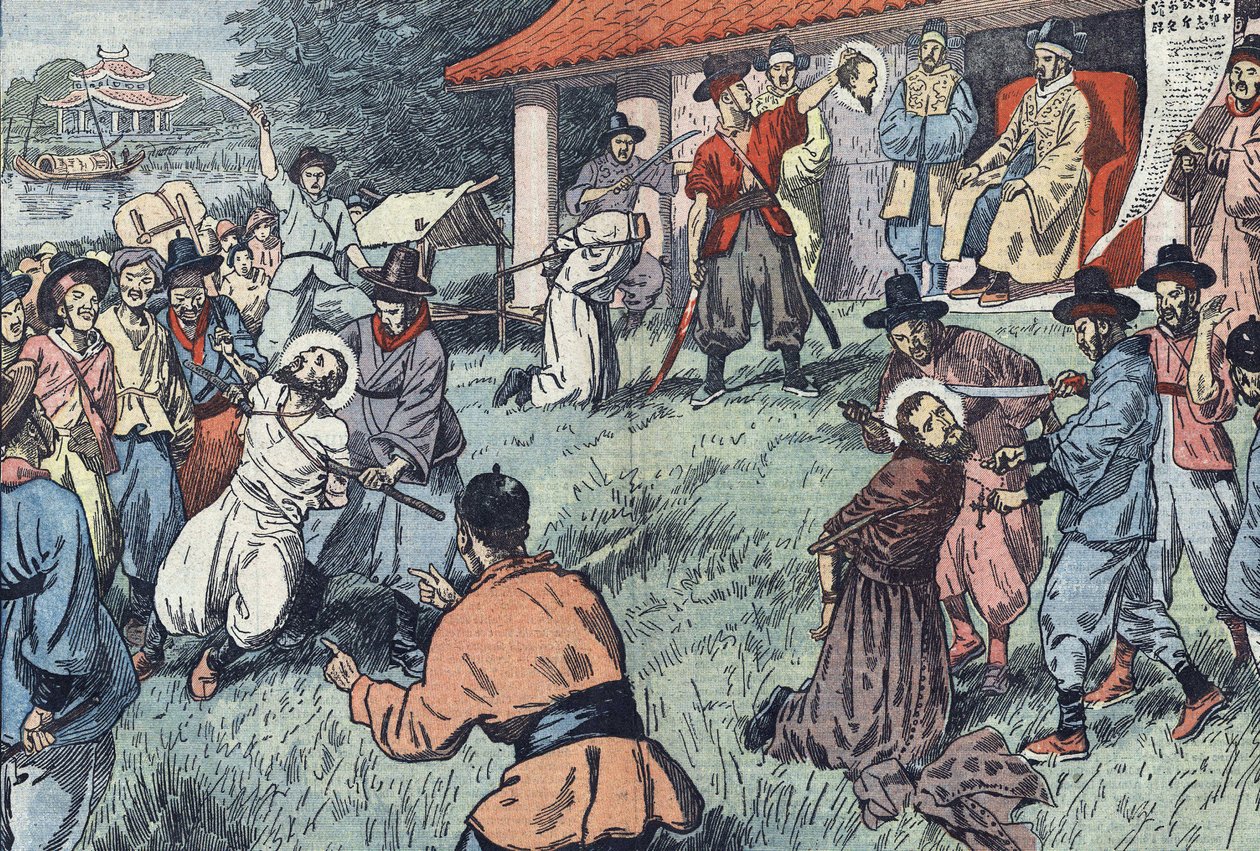 The Three Missionaries Being Tortured in Korea by French School