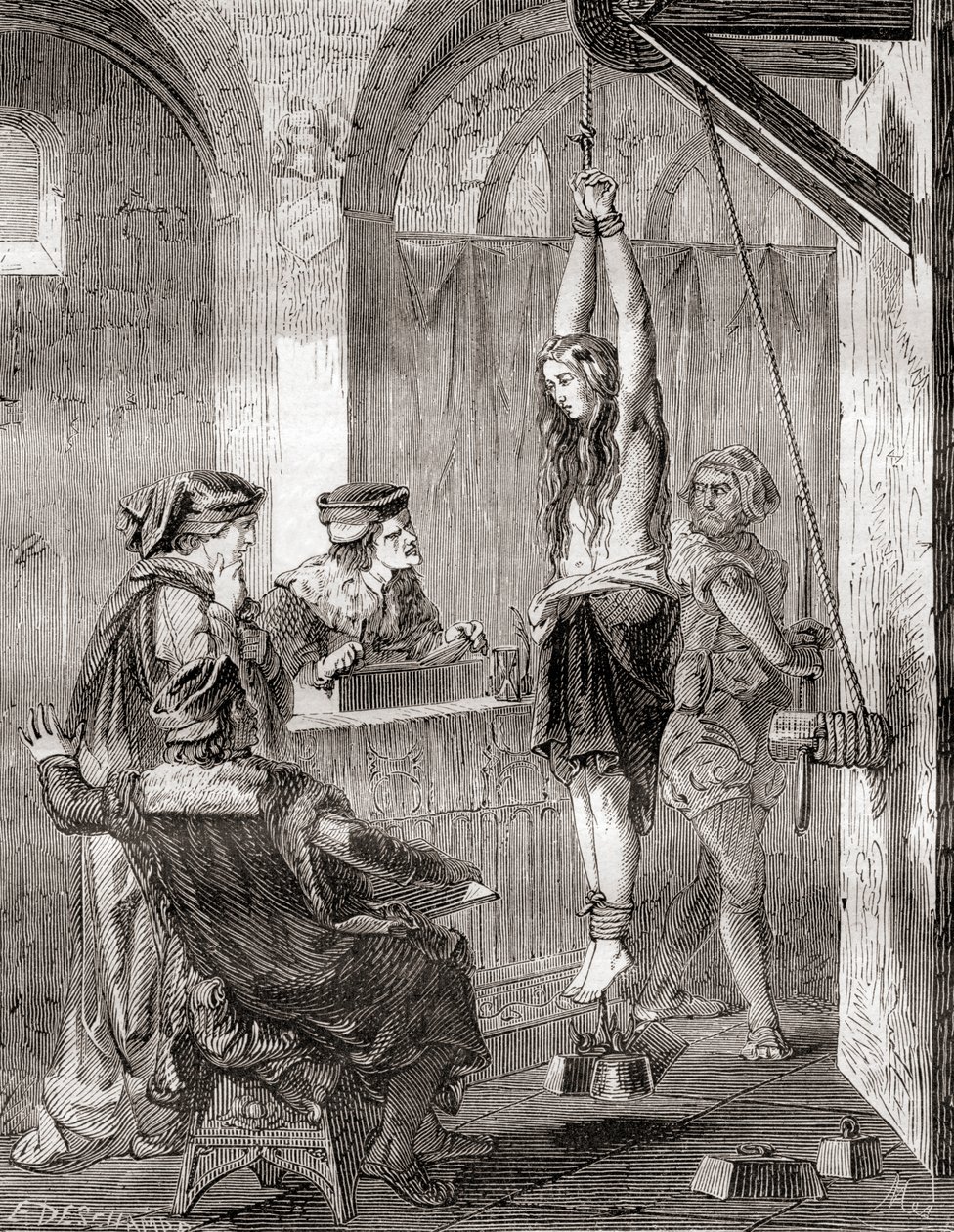 The Torture of a Woman Accused of Witchcraft in the Middle Ages by French School